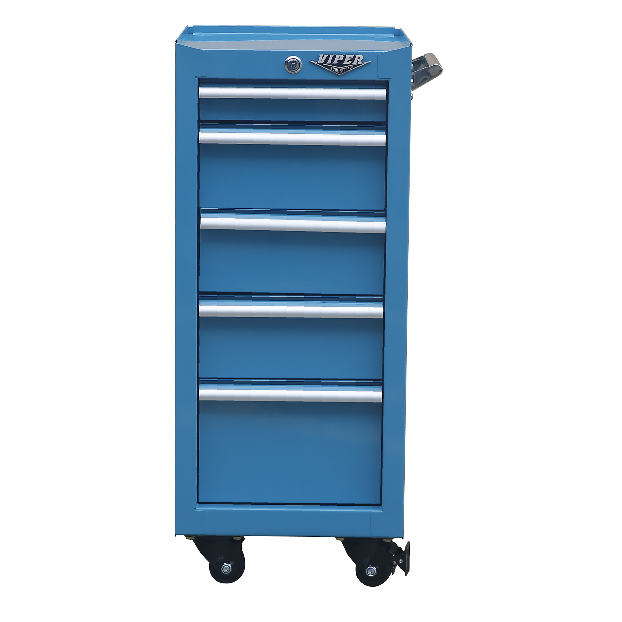 Viper Tool Storage, 5-Drawer 18G Steel Rolling Tool Cart, Width 15.8 in, Height 37.3 in, Color Teal, Model# V1605TLR